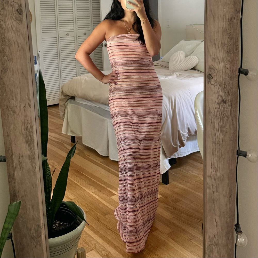 Strapless Mesh Maxi Dress